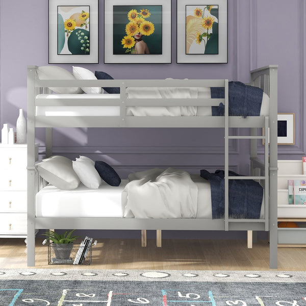 English Elm Full Over Bunk Bed Solid Pine Frame White Finish Converts to Two Beds LT000203AAE-1