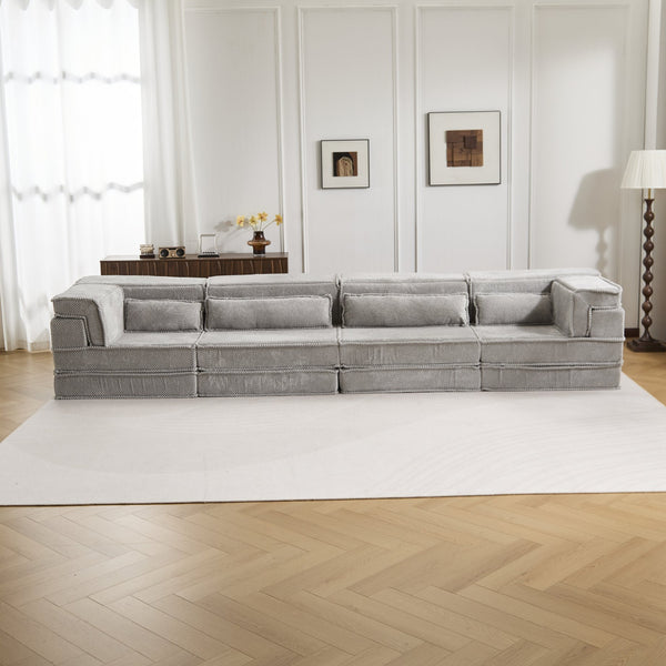 English Elm Compression Boneless Modular Sofa Bed - Versatile, Plush 4-Seater With Pillows, No Assembly Needed! W3723S00032