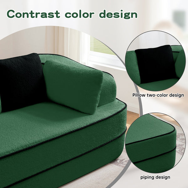 English Elm 106" Plush Teddy Fabric L-Shaped Chaise Sofa - No Assembly, Fluffy Comfort For Modern Living Rooms! W714S01422