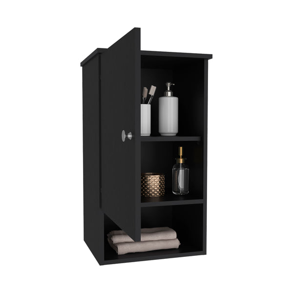 English Elm Bathbi 28" Medicine Cabinet with Two Interior Shelves and Open Shelf for Organized Bathroom Storage Black 30 L x 19 W x 4 H B070P234327