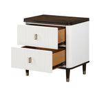 English Elm White and Brown 2-Drawer Nightstand With Usb Port