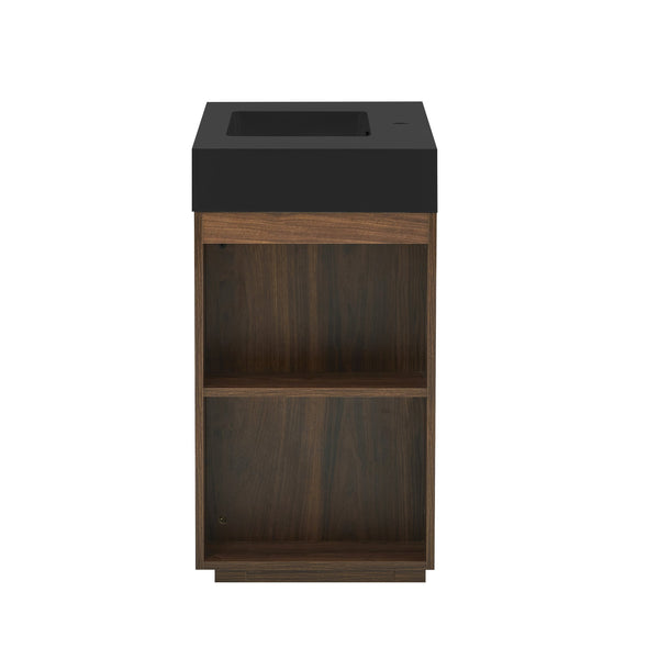 English Elm Galan Freestanding Bathroom Vanity Quartz Basin Fluted Wood Cabinet Modern Bath Walnut Brown W1865S00222