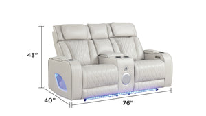 English Elm Fortuner 3PC Beige Living Room Set with Power Recline, Massage, LED Lighting, Bluetooth Speakers and USB B009S01502