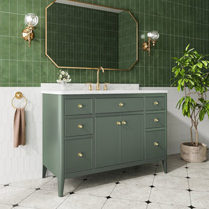 English Elm Fully Assembled 48'' Green Bathroom Vanity With Solid Wood, Engineered Marble Top & Soft-Close Drawers W1826P308982