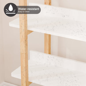 English Elm Multifuction Solid Wood Bookcase with Color-Contrast Shelves, 4-Tier Plant Stand, Sturdy Waterproof Finish W3128P261295
