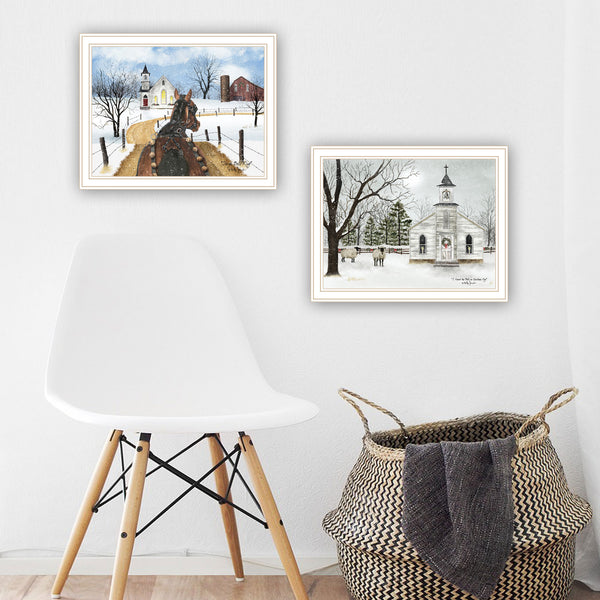 English Elm Trendy Decor 4u Billy Jacobs Folk Winter Two Panel Framed Art Set for Home Walls B067P255218