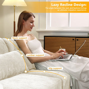 English Elm Two-Seater Sofa Set In Elegant Chenille Fabric With Ottoman & Lumbar Pillows For Modern Living Spaces W714S01194-GIGA