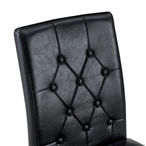 English Elm 4-piece Brown Suede Dining Chair Set with Tufted Back and Walnut Metal Legs Black+Gold W1151P361158