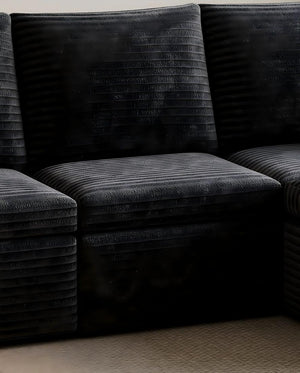 English Elm U Shaped Modular Sectional Corduroy Sofa Sleeper with Pull Out Chaise Cozy Living Room Black W1825P334959