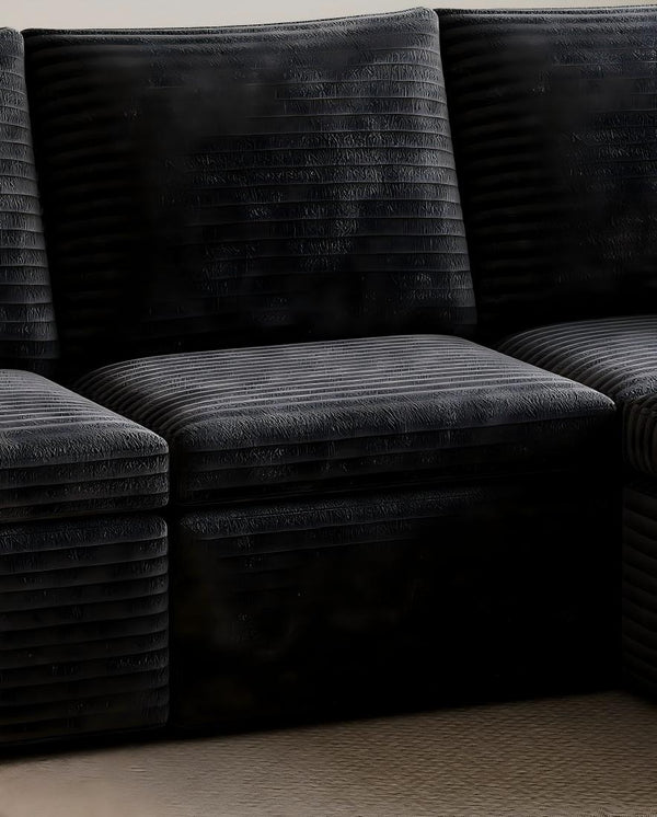 English Elm U Shaped Modular Sectional Corduroy Sofa Sleeper with Pull Out Chaise Cozy Living Room Black W1825P334959