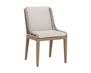 Sunpan Sorrento Dining Chair - Modern Outdoor Seating with Durable Teak Wood and Fade-Resistant Fabric Drift Brown / Palazzo Cream
