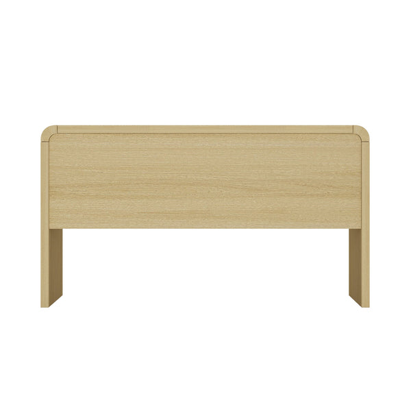 English Elm Grace 54" Office Desk Natural Oak with 2 Drawers, Rounded Corners, Slim Minimal Silhouette, TV-Ready B365P397846