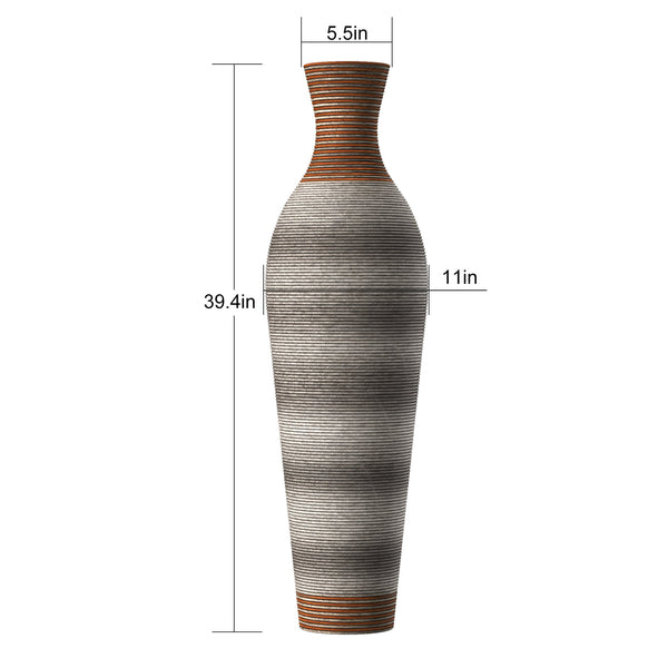 English Elm 39-Inch-Tall PVC Floor Vase Grey – 41" Elegant Modern Decorative Tall Freestanding Accent for Home W2796P193945