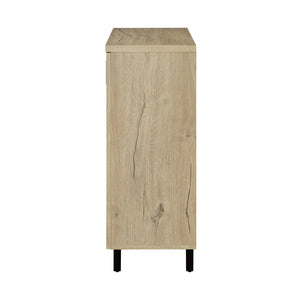 English Elm 2-door Entryway Shoe Cabinet with Slatted Doors Smoked Laminate Finish and Metal Legs White Oak B016P473428