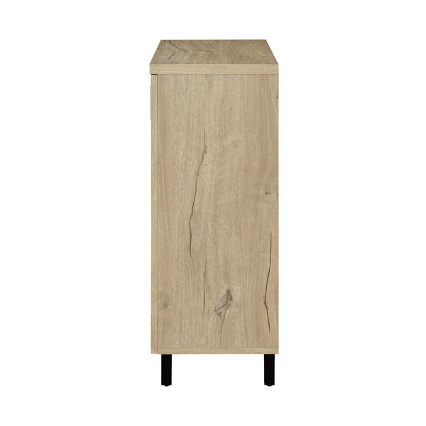 English Elm 2-door Entryway Shoe Cabinet with Slatted Doors Smoked Laminate Finish and Metal Legs White Oak B016P473428