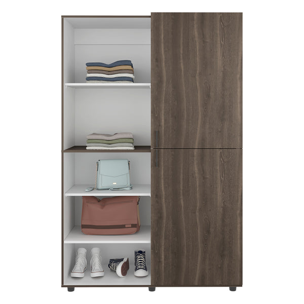English Elm Wardrobe Spacious 72.4" H Two-Door Engineered Wood Closet with Five Shelves, Six Legs, Modern Appeal Gray 52.76 L x 22.83 W x 5.51 H B097S00205