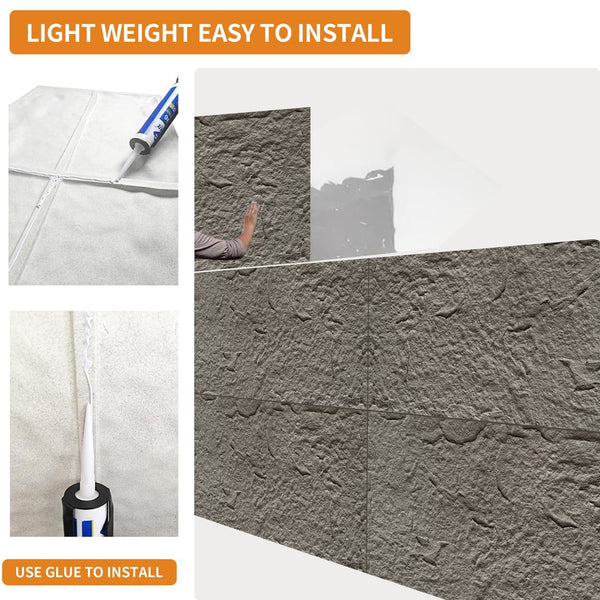 English Elm 3d Faux Stone Pu Wall Panels Set Lightweight Flame Resistant Architectural Accent Charcoal Grey W347P419789