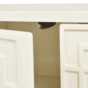 English Elm Jennifer Taylor Home - Gemini 79" Sideboard Buffet in White Lacquer Birchwood — Handmade Solid Wood, Magnetic Doors, Storage B2719P238481