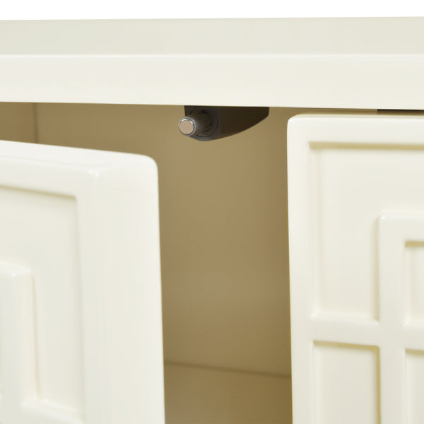 English Elm Jennifer Taylor Home - Gemini 79" Sideboard Buffet in White Lacquer Birchwood — Handmade Solid Wood, Magnetic Doors, Storage B2719P238481