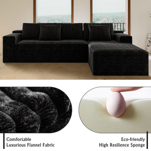 English Elm 104.3*68.9"modular Sectional Sofa Plush Corduroy 2 Piece Reversible Chaise No Assembly W3819P448418