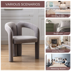 English Elm Contemporary Velvet Upholstered Dining Chair with Steel Frame, Rounded Back Comfort for Home Gray W395103726