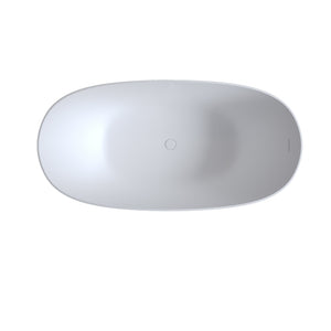 English Elm 65'' Resin Stone Freestanding Soaking Tub Ergonomic Matte White Spa Bath W2753P340262