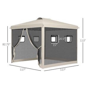 English Elm Outsunny 10' X 10' Instant Pop-Up Canopy Tent With Screened Netting, Uv-Resistant For Outdoor Fun W2225P174235-GIGA