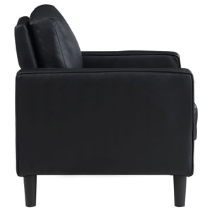 English Elm Weld Black Faux Leather Sofa Loveseat and Chair Set Mid-century Modern Living Room B062S01658