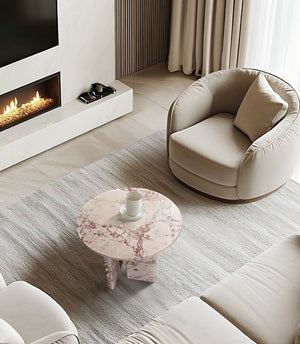 English Elm Pink Natural Marble Coffee Table - Elegant Compact Accent Table For Living Rooms & Lounges, 17.7" W1696P314928-GIGA