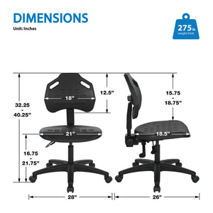 OSP Home Furnishings Task Chair with Ergonomic Lumbar Support Urethane Seat Greenguard Certified for Office Use KH81303