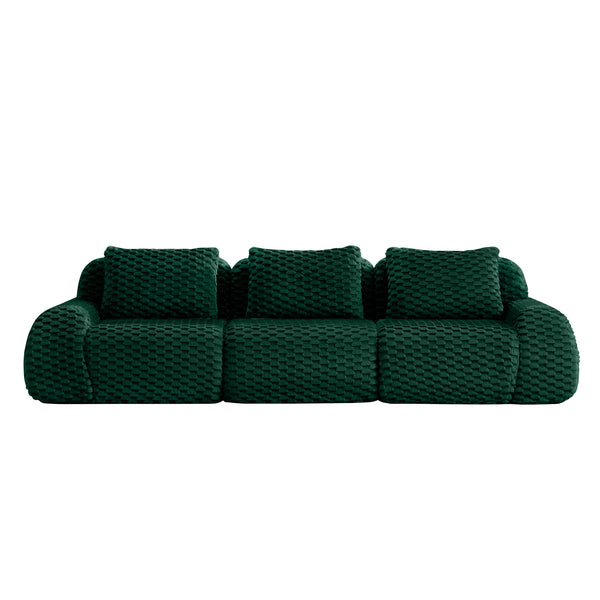 English Elm 114" Modular Cloud Sectional Sofa Flannelette Upholstery Deep Seat Living Room Couch Green W714S01525