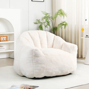 English Elm Bean Bag Chair - Luxurious Faux-Fur Sofa With High-Density Foam For Ultimate Comfort & Style W2200P313805
