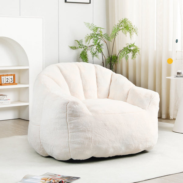 English Elm Bean Bag Chair - Luxurious Faux-Fur Sofa With High-Density Foam For Ultimate Comfort & Style W2200P313805