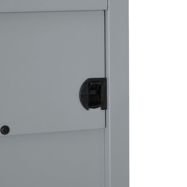 English Elm Modern Classic Hall Tree with Solid Poplar Feet, Double Hooks, Shoe Bench & Antique Hardware Organizer Gray W2275P210039