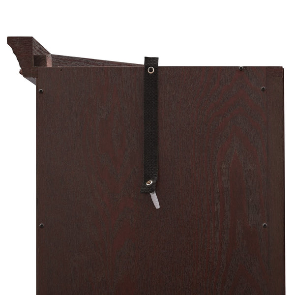 English Elm Lighted Corner Curio Cabinet - Elegant Glass Display With Adjustable Shelves & Ambient Lighting - Dark Cherry W1758P300130
