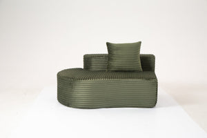 English Elm 110.24" Corduroy Deep Seat Cloud Sofa No Assembly Two Seater with Lumbar Pillows Green W3326P446759