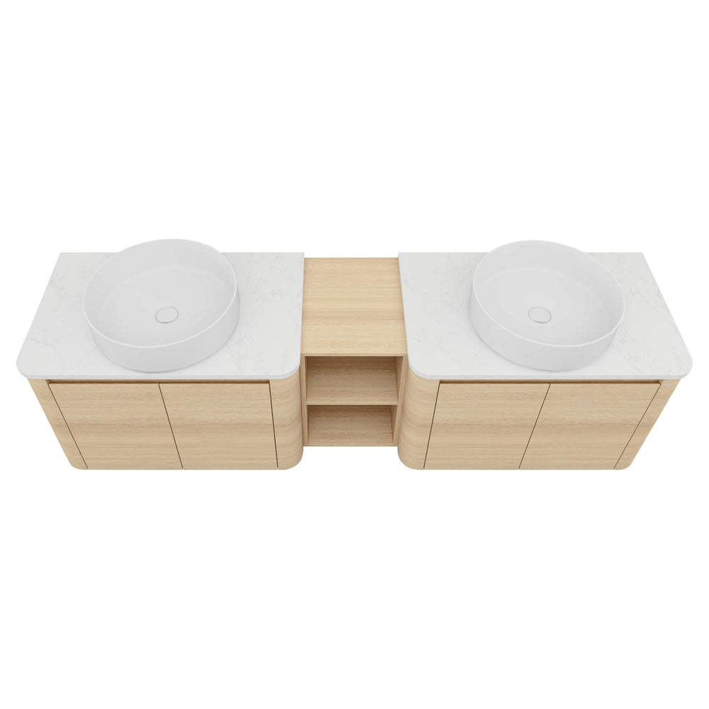 English Elm 72'' Wall-Mounted Bathroom Vanity With Elegant Ceramic Sink, Soft-Close Doors, And Ample Storage W999S00477