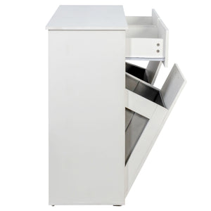English Elm Laundry Sorting Cabinet with Two Hamper Bags Two Drawers and Melamine Finish W331P373959