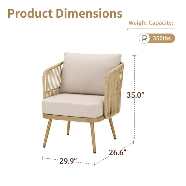 English Elm 49.6" Pe Wicker Patio Loveseat All-weather Steel Frame Deep Seat Outdoor Sofa T3773P419902