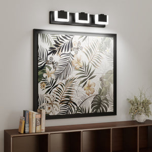 English Elm 3 Modern Black LED Vanity Light 3-Head Up/Down Wall Fixture 6000K Dimmable Iron Acrylic Bath W2312P374942