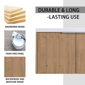 English Elm 48" Wall-Mounted Bathroom Vanity Set With Sink & Side Cabinet - Modern Storage Solution For Small Spaces W999S00235