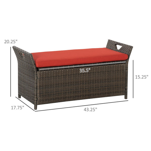 English Elm Outsunny 27 Gallon Wicker Storage Bench - Stylish Outdoor Seating & Storage Solution In Red! W2225P174027-GIGA