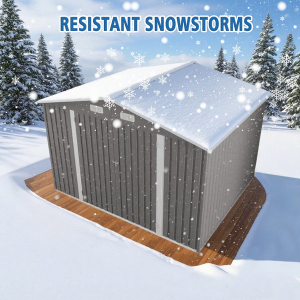 English Elm 10 X 8 Ft Galvanized Steel Outdoor Shed with Lockable Doors and Vented Window W3213S00003