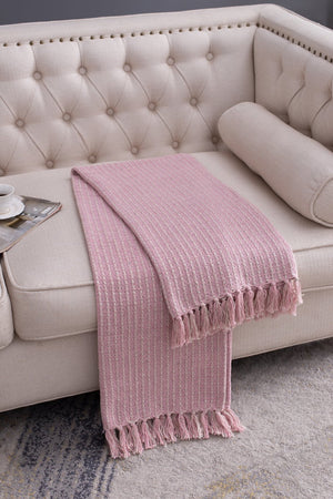 English Elm 50X60" Decorative Cotton Throw Blanket Set - 2 Pack In Pink & Tan With Playful Tassels For Cozy Style W2078P345497