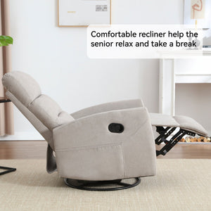 English Elm Manual Swivel Rocker Recliner Fabric Chair with 360 Degree Rotation for Living Room W3224P289284