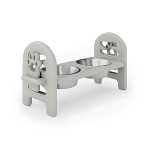 English Elm Beige Collapsible Pet Feeder with Adjustable Height Recycled Poly Lumber Outdoor Ready Dark Gray B195P214987