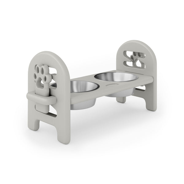 English Elm Beige Collapsible Pet Feeder with Adjustable Height Recycled Poly Lumber Outdoor Ready Dark Gray B195P214987