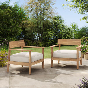 English Elm Christopher Knight Home® - Mallorca Acacia Wood Club Chairs Set Of 2 With Cushions - Stylish Comfort For Outdoor Spaces N775P263954T-S2