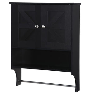 English Elm Over Farmhouse Bathroom Storage Cabinet with Two Doors and Adjustable Shelves for Small Spaces Black 30.9 L x 13.3 W x 5.5 H W3151P345794