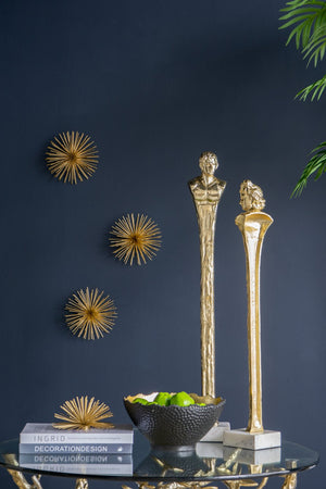 English Elm 5.5X5.5X28" Elongated Gold Roman Statue - Elegant Sculptural Accent On Polished White Marble Base W2078P172358